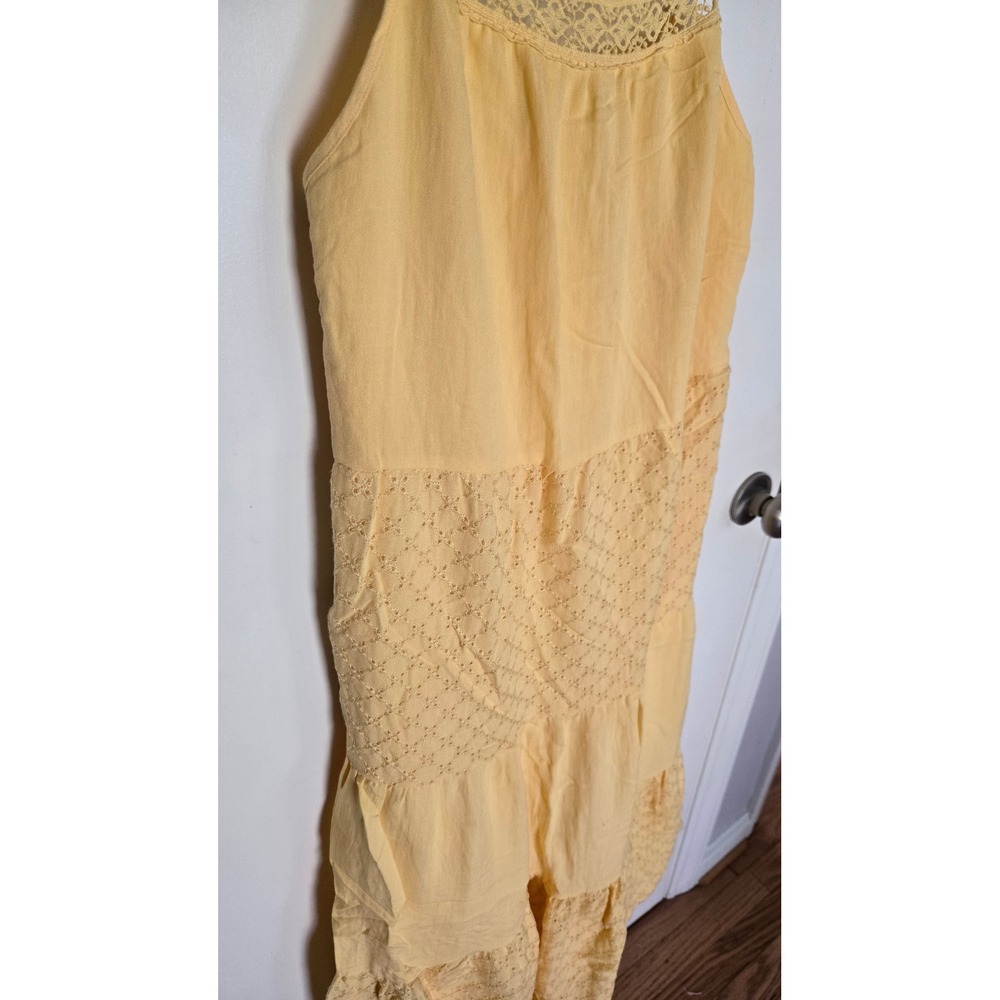 Z Supply Maze Tiered Eyelet Midi Dress Yellow Crochet Lace ZD232664S‎ Womens S - Picture 2 of 10